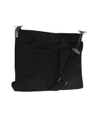 Authentic GUCCI GG Canvas Shoulder Bag Black 001 3283